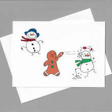 Load image into Gallery viewer, Snowball Fight with 2 Snowmen Card